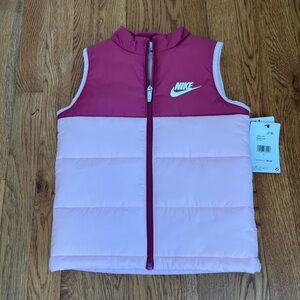NWT Nike Kids' Two-Tone Pink Puffer Vest. Size 4/XS.